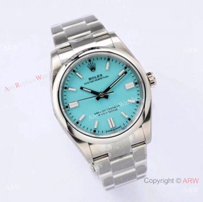 Grade AAA Copy Rolex Oyster Perpetual 36mm EWF 3230 904L Turquoise Blue Dial Watch For Men